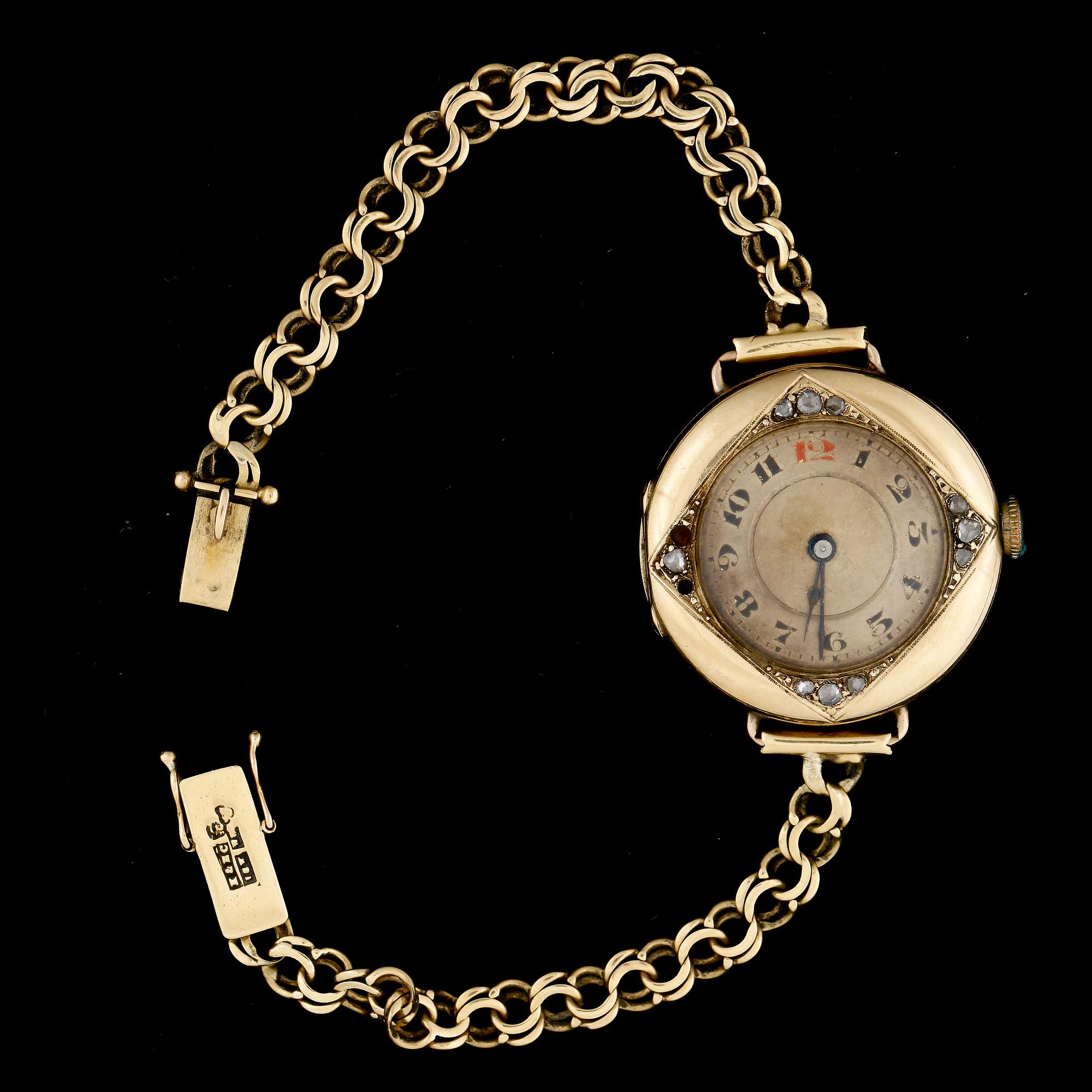 ARMBANDSUR, dam, och länk 18k guld. Totalvikt 24g.