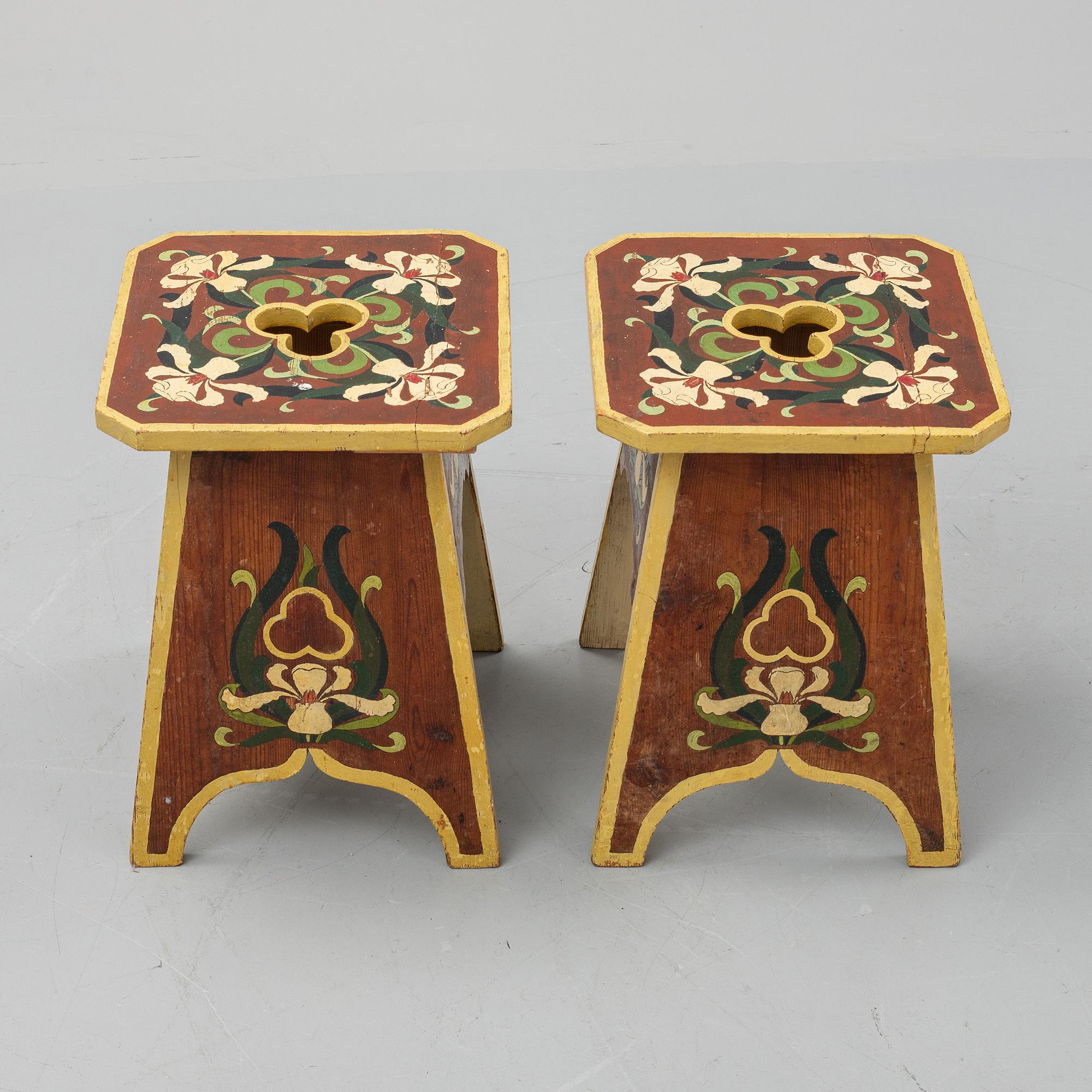 A pair of early 20th century stools.