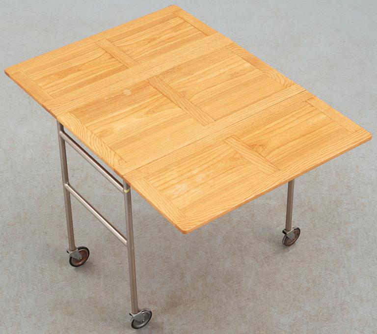 A Bruno Mathsson oak and steel folding table, by Karl Mathsson, Värnamo 1940's.