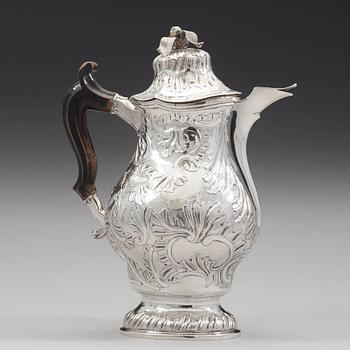 A Swedish 18th century silver coffee-pot, mark of Axel Johan Limnell, Vaxjö 1764.