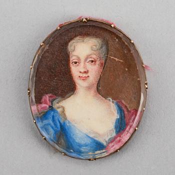 MINIATYRPORTRÄTT, gouache på papper, troligen 1700-tal.
