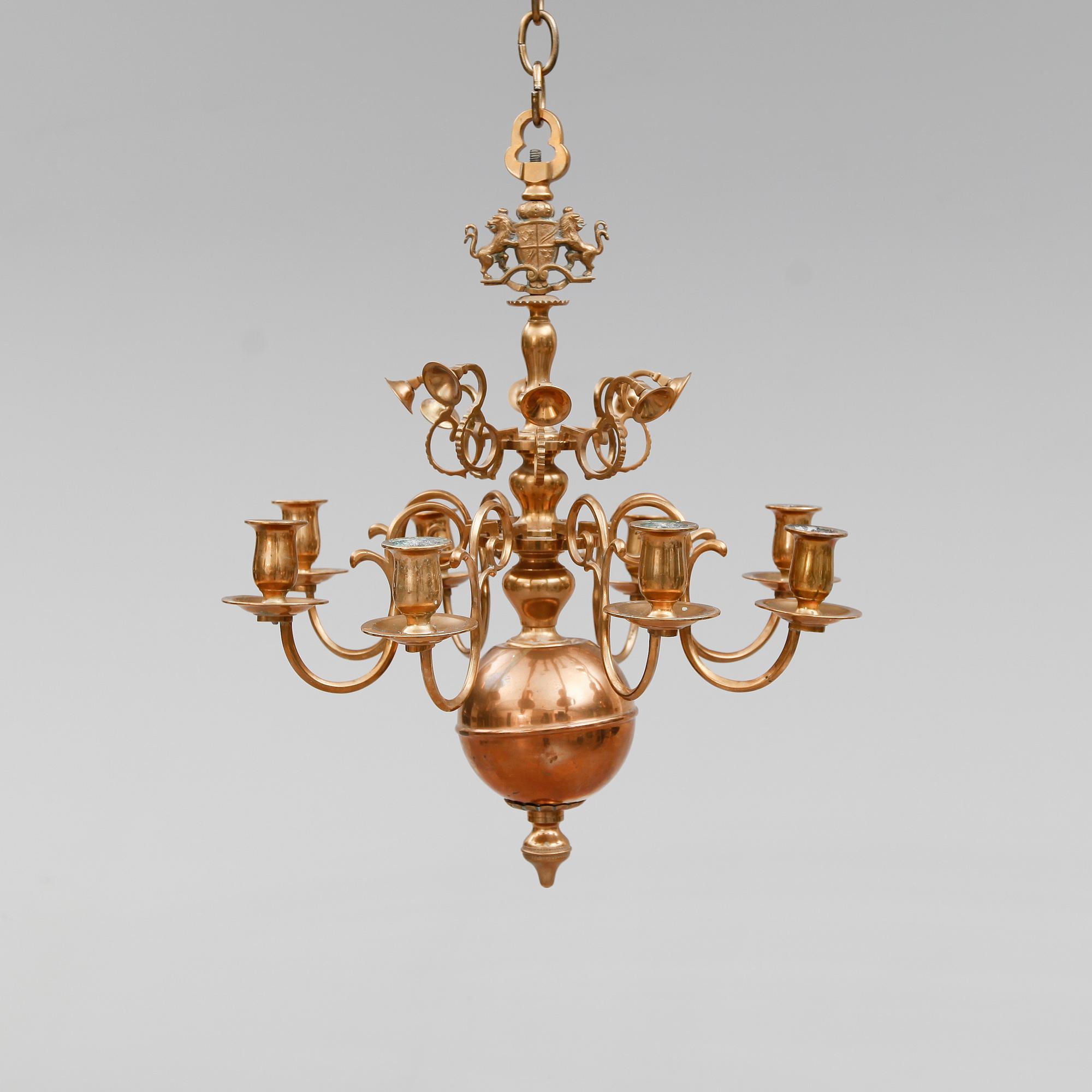 LJUSKRONA, mässing, barockstil, 1900-talets andra hälft.