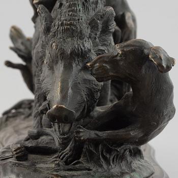 A. Lecourtier, Vildsvinsjakt.