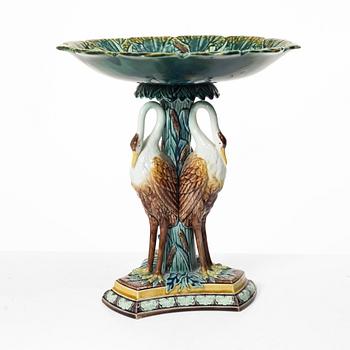 A  Swedish cream ware/maijolica center piece, Gustavsberg, 1884.