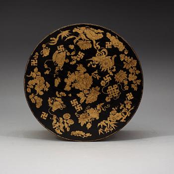 A black lacquer cabinet box with multiple drawers, Qing dynasty, 19th Century.