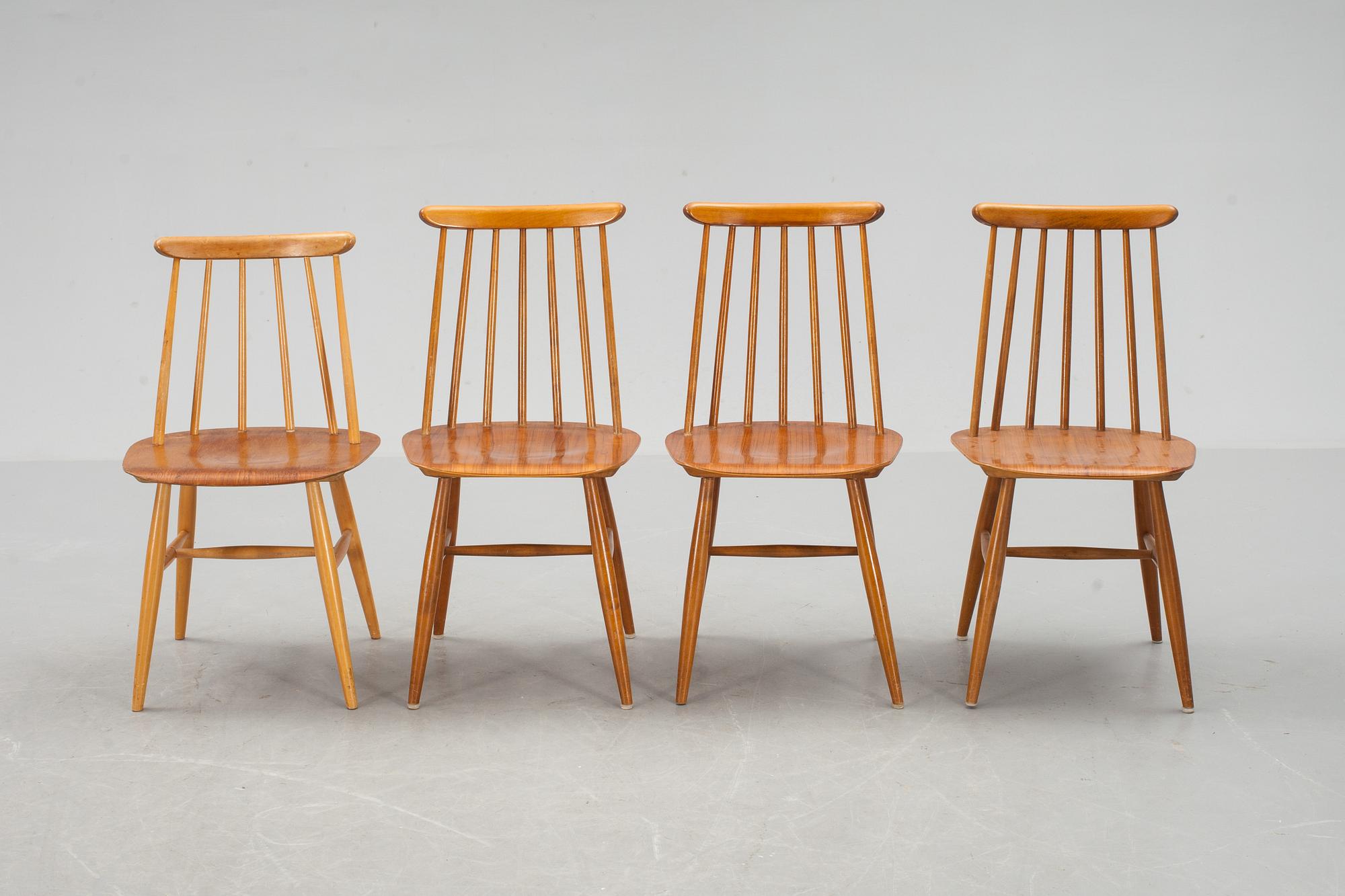 STOLAR, 3+1 st, "Fanett", Ilmari Tapiovaara, Edsbyverken, 1950-tal, etikettmärkta.