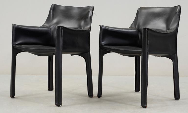 KARMSTOLAR, ett par, "CAB", Mario Bellini, Cassina, Italien. Modellen formgiven 1977.