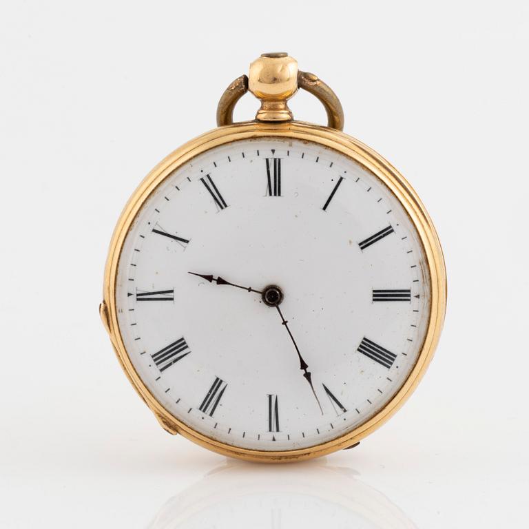 Pocket watch, 18K gold, 36 mm.