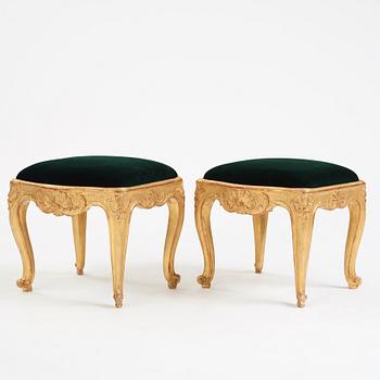 A pair of Swedish rococo stools.