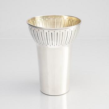 A silver vase, designed by Barbro Littmarck, W.A. Bolin, Stockholm 1958.