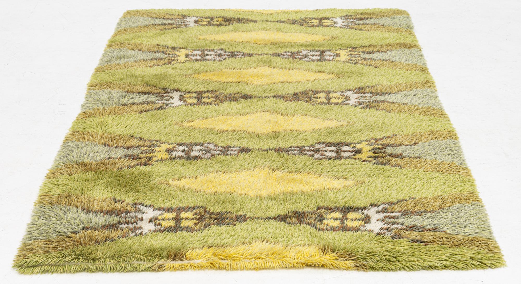 Rug, Rya, Sweden, 1960s. 200 x 112 cm.