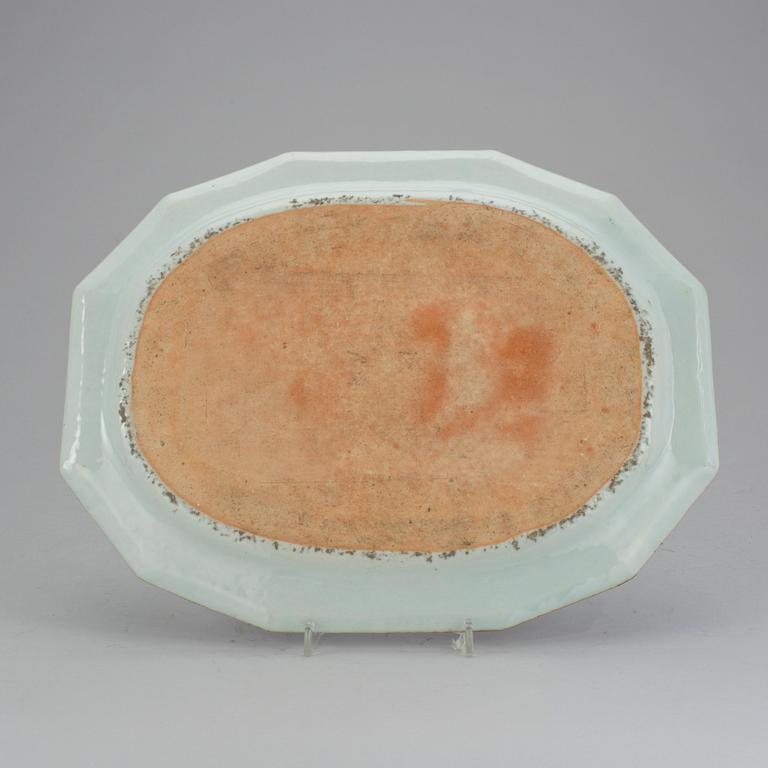 A famille rose, double peacock serving dish, Qianlong (1736-95).