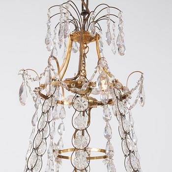 A Gustavian six-light chandelier, late 18th century.