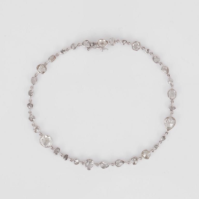A rose-cut diamond, circa 5 cts, bracelet.