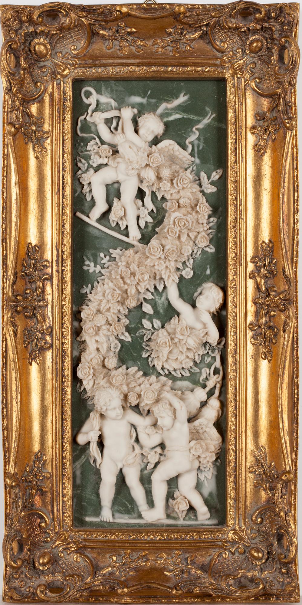 Relief, alabaster, 1900-talets andra hälft.