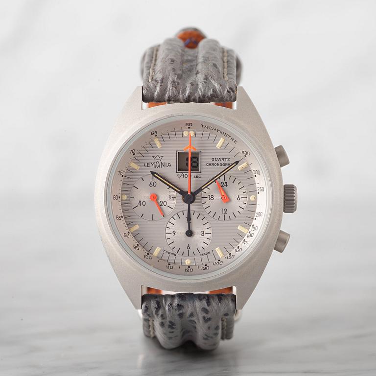 LEMANIA, hybrid, chronograph, "1/100sec" protoype, wristwatch, 37 mm.