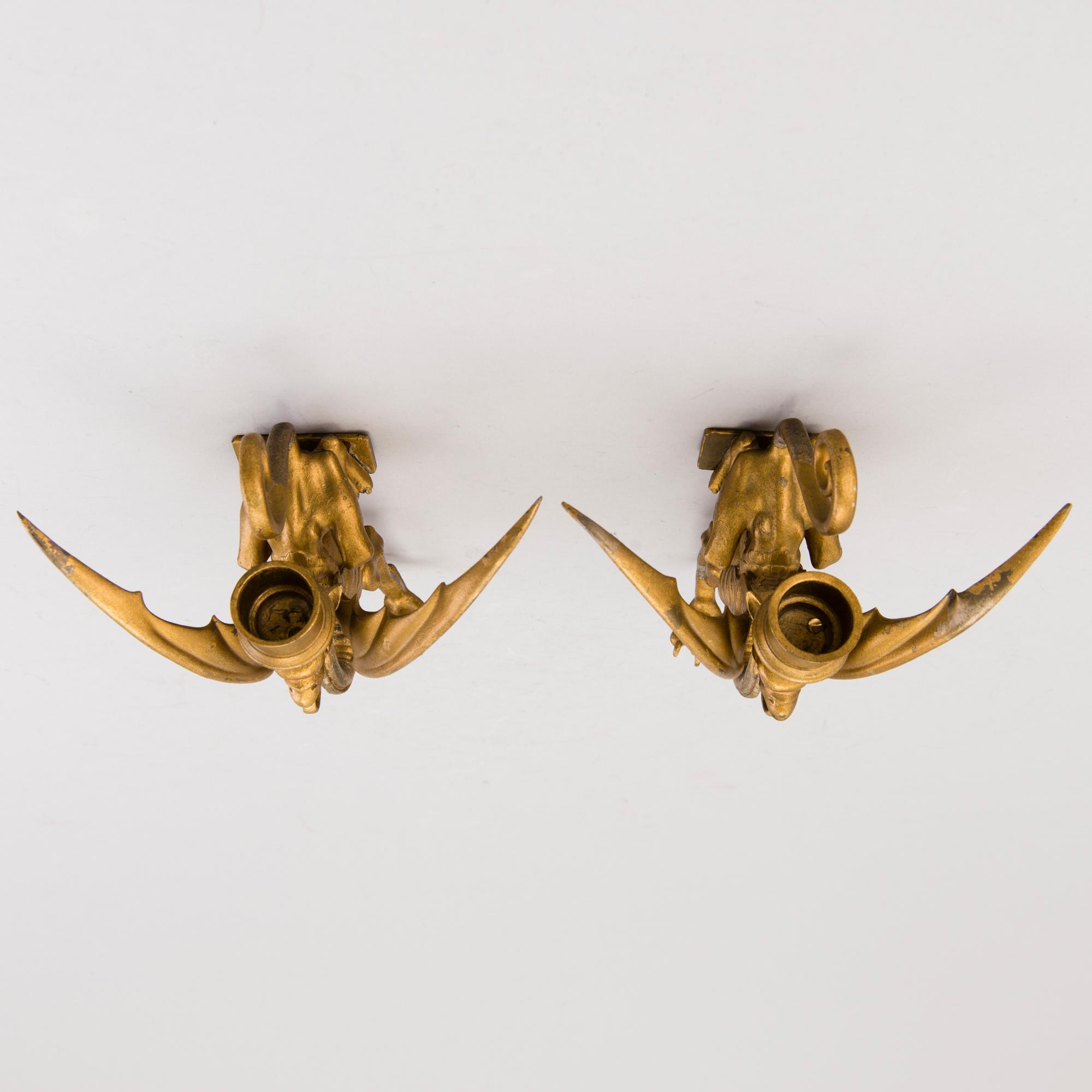 A PAIR OF WALL SCONES, bronzed metal, Russia late 19th century.