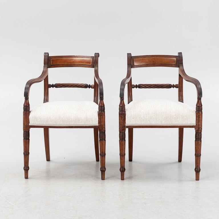 Stolar, 12 st, Regency stil, omkring år 1900.