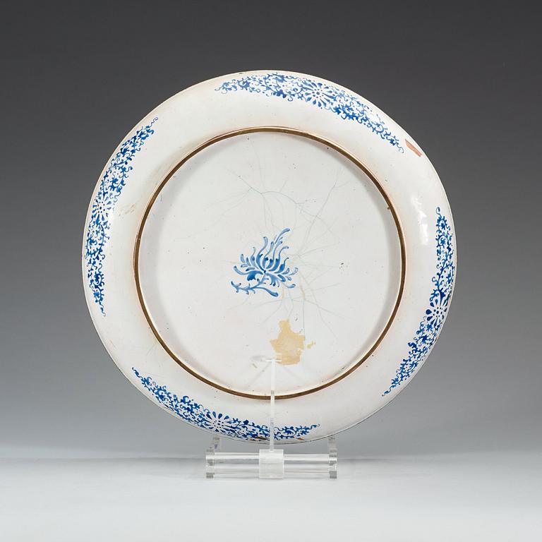 An enamel on copper serving dish, Qing dynasty, 18th Century. With an inscription.