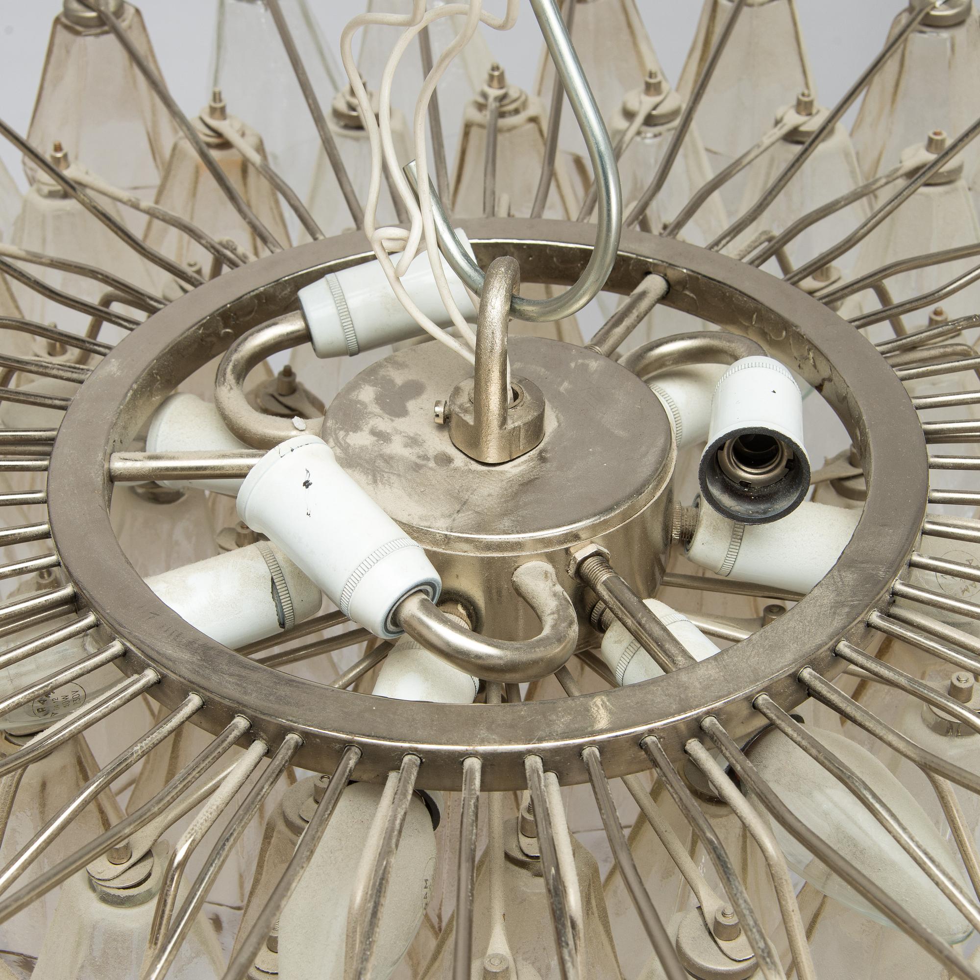 Carlo Scarpa, A1960s 'Polyhedra' chandelier for Venini Murano Italy.