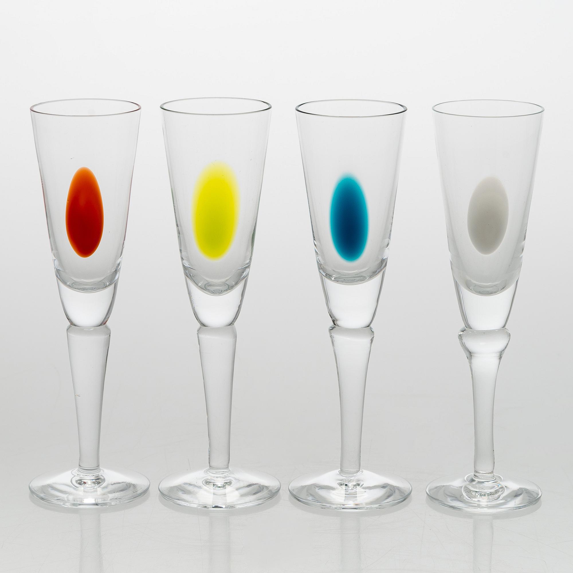 Gunnel Sahlin, A set of 11 licquer glasses, 'Marrakech'-serie, Kosta Boda Sweden.