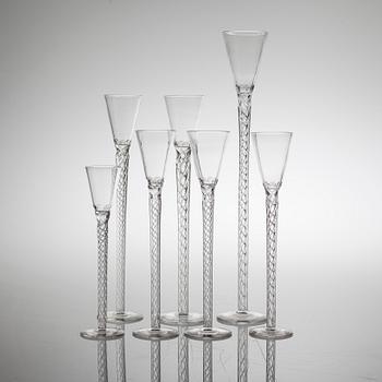 Seven glasses, 20th century.