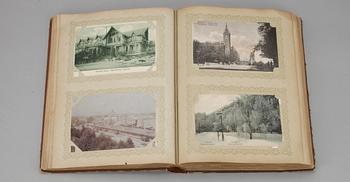 VYKORTSALBUM, 200 kort, inbundet. Helsingfors och övriga Finland, tryckta i Hamburg, 1800-talets slut - tidigt 1900-tal.