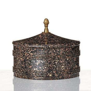 A Swedish Empire 19th century porphyry butter box.