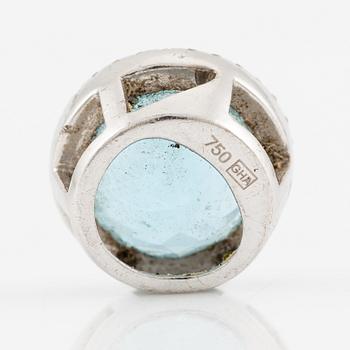 Hänge, 18K vitguld med topas och små åttkantslipade diamanter.