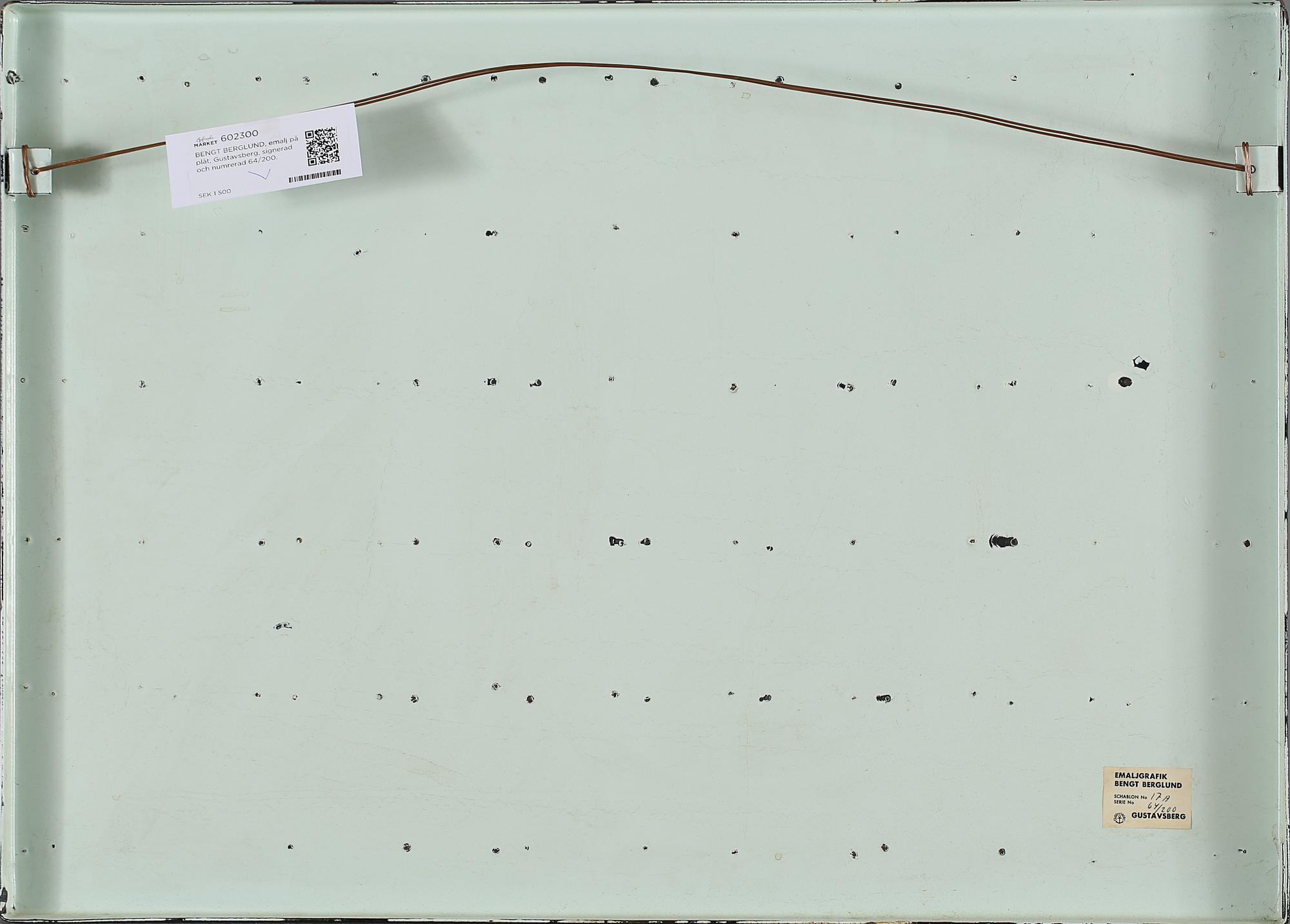 BENGT BERGLUND, emalj på plåt, Gustavsberg, signerad och numrerad 64/200.