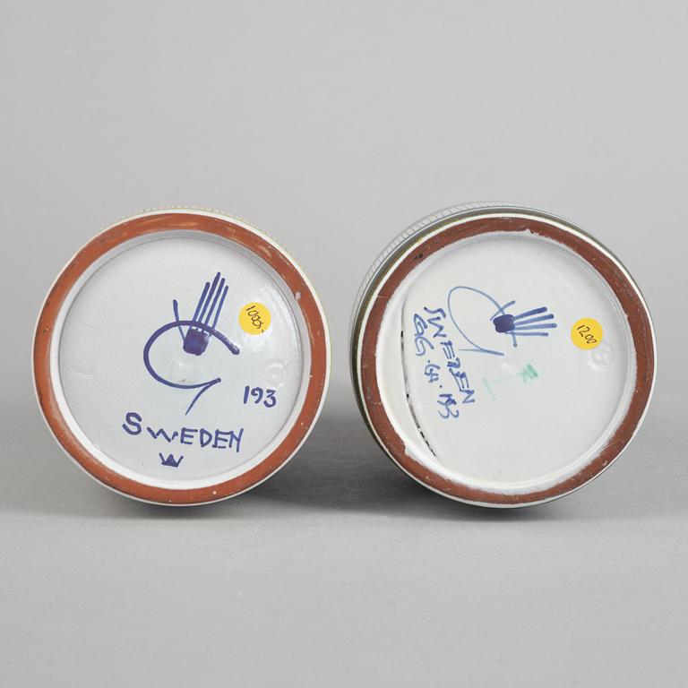 Stig Lindberg, two faience table lamp bases, Gustavsbergs studio.