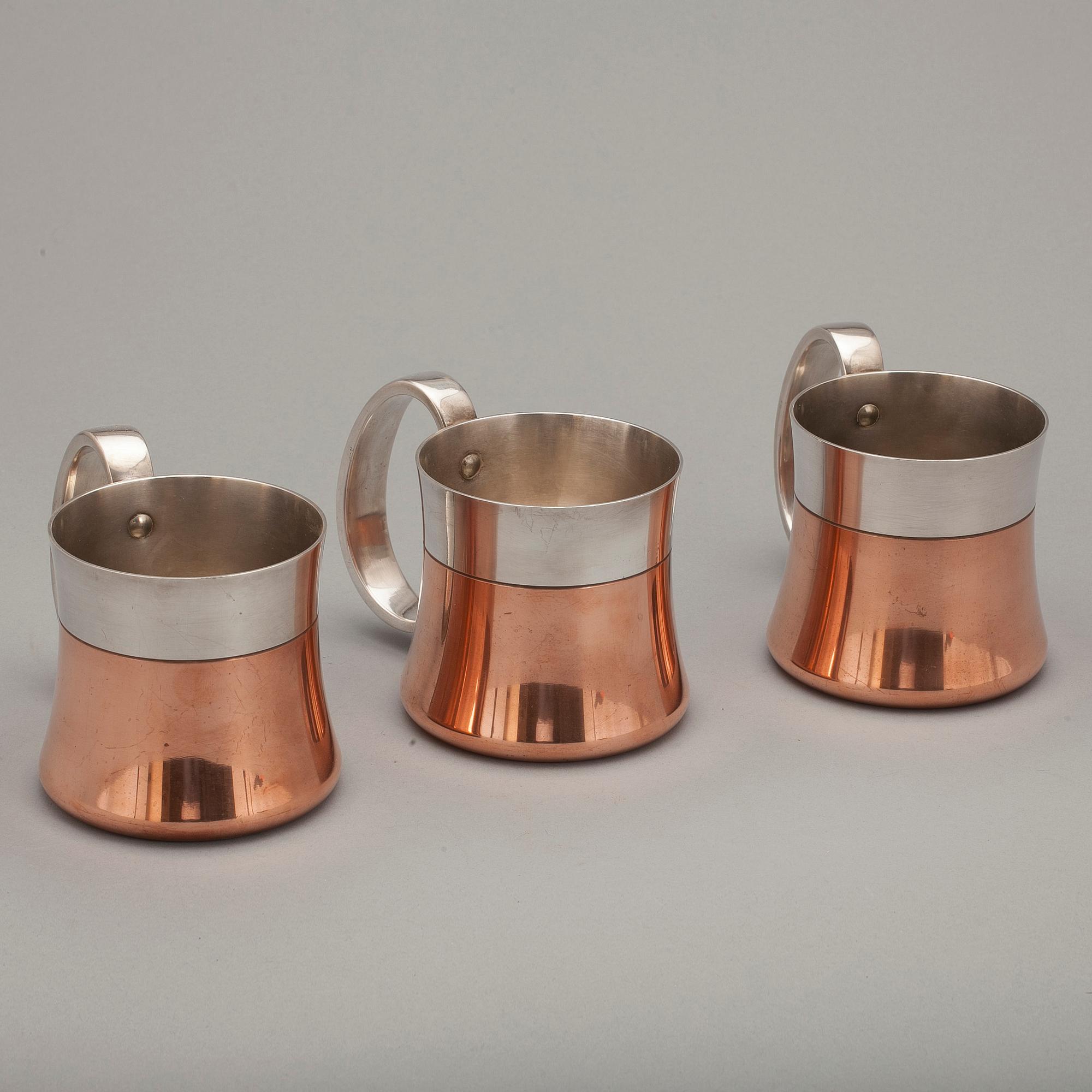 STOP, 3 st, koppar och nysilver, Georg Jensen, Danmark, 1900-talets andra hälft.
