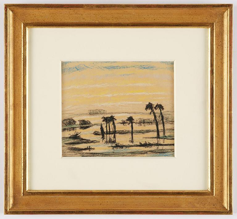 Carl Fredrik Hill, Landscape with palms and a tree.