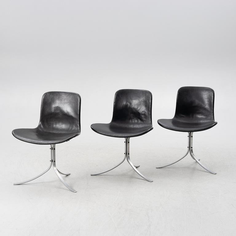Poul Kjaerholm, a set of three "PK9" chairs, E. Kold Christensen, Denmark, 1960s.