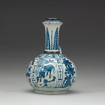 A blue and white kendi, Ming dynasty, Wanli (1572-1620).