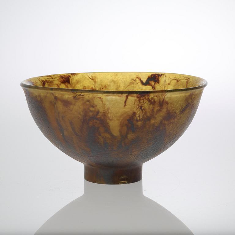 A Francois-Emile Décorchement marbled bowl, France 1920's.