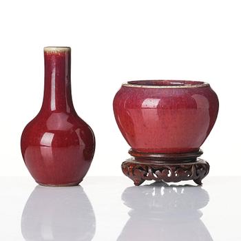 A flambé glazed vase and censer, Qing dynasty, 18th century.