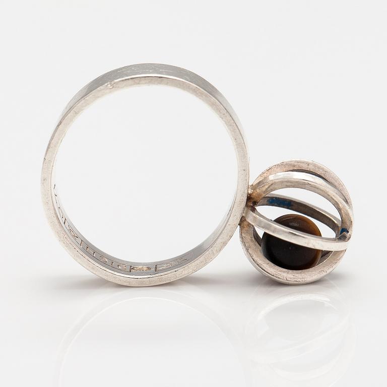 ELIS KAUPPI, A silver ring with a tiger's eye. Kupittaan kulta, Turku 1967.