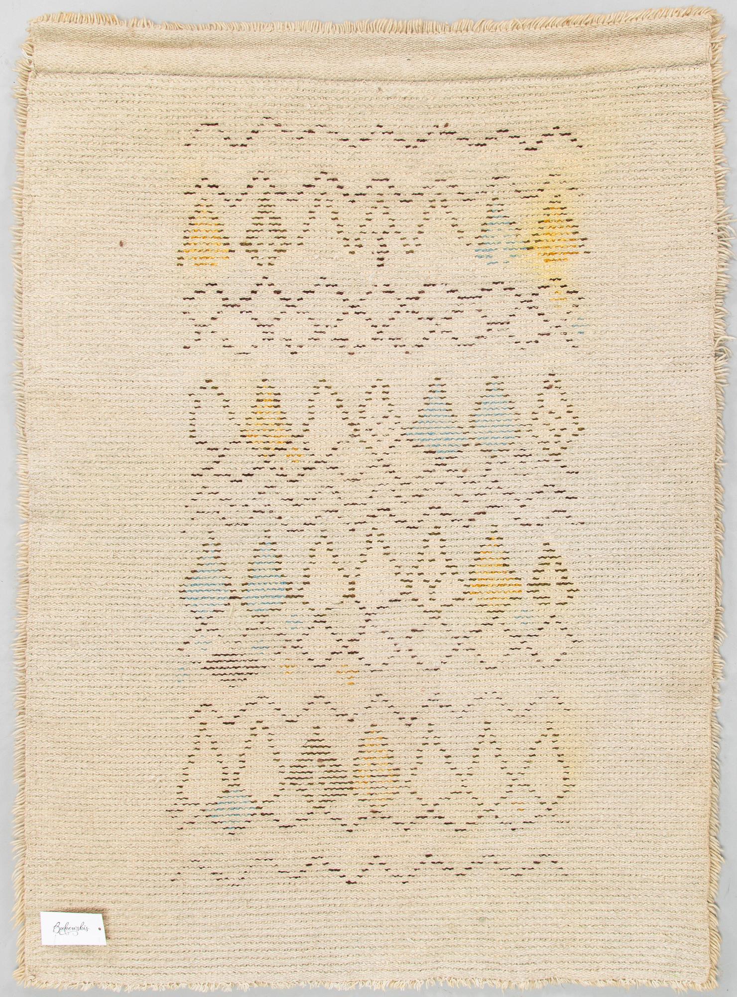 Hulda Potila, a Finnish long pile ryijy rug, Neovius oy. Ca. 142 x 103 cm.