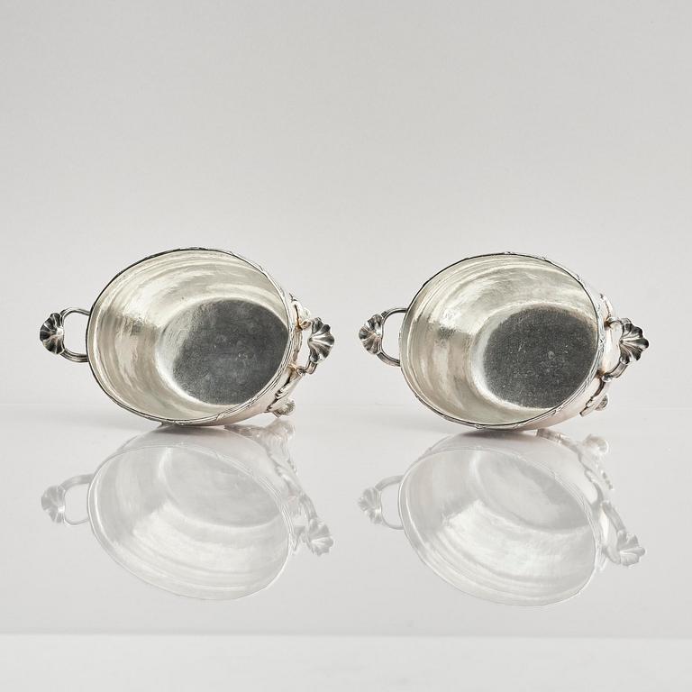 A pair of Swedish 18th century silver sugar bowls, marks of Henrik Wittkopf the younger and Pehr Zethelius, Stockholm.
