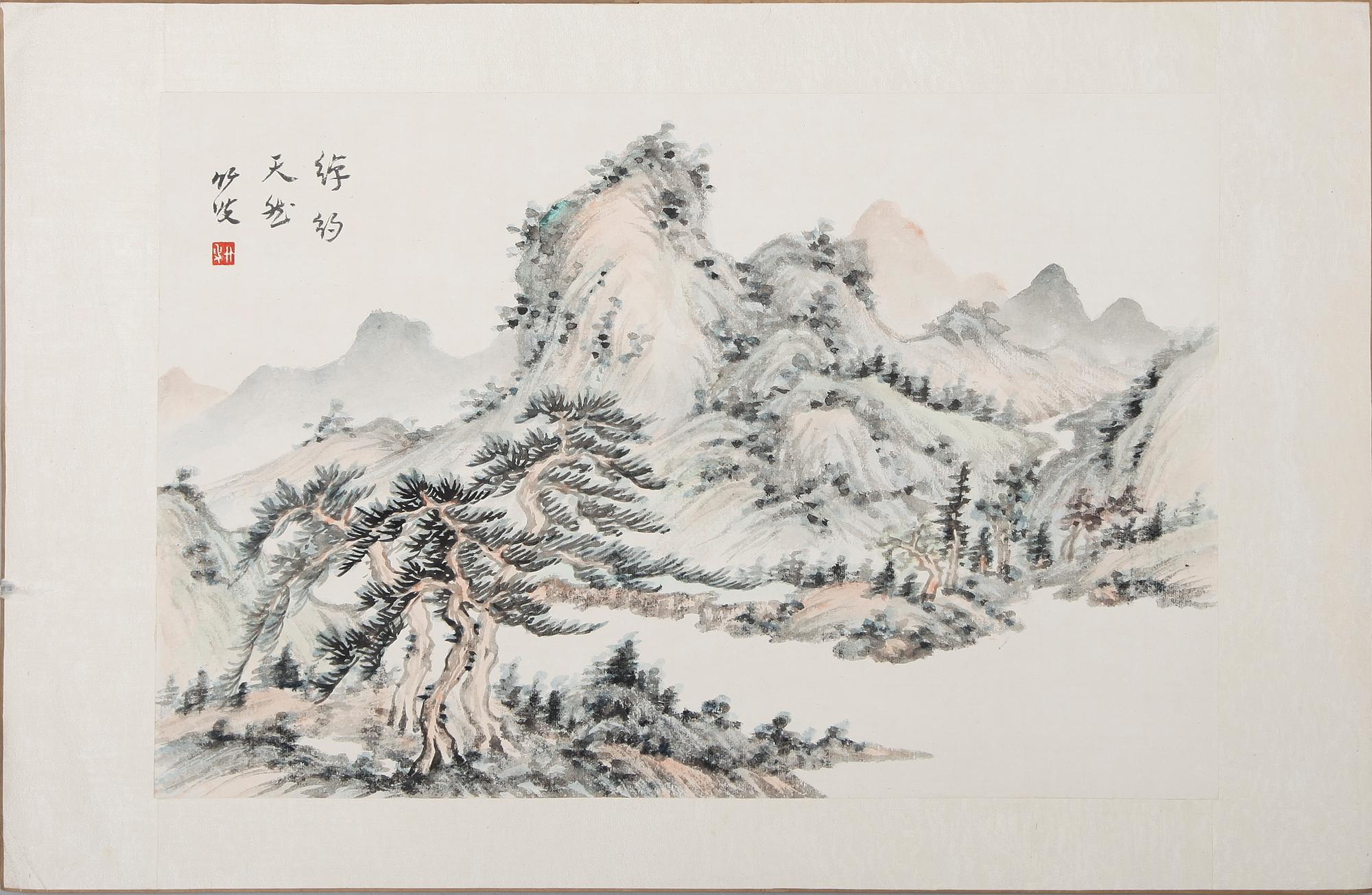 OKÄND KONSTNÄR, mapp med 10 st, gouacher, Japan/Kina, 1900-talets första hälft.