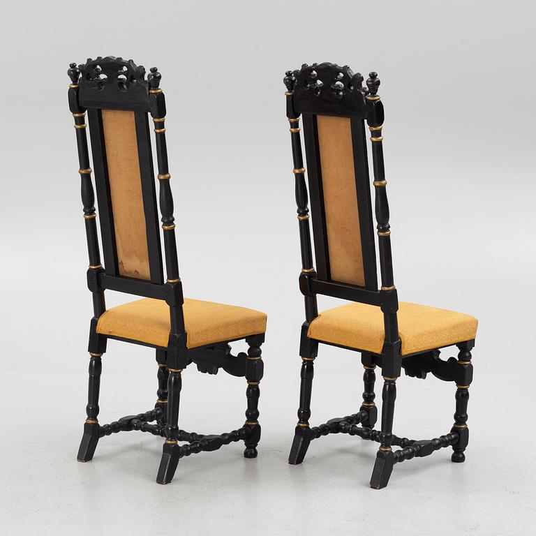 A Pair of Swedish Baroque Chairs, 18th Century.