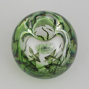 EDWARD HALD,a 'Fiskgraal' glass vase from orrefors, signed.