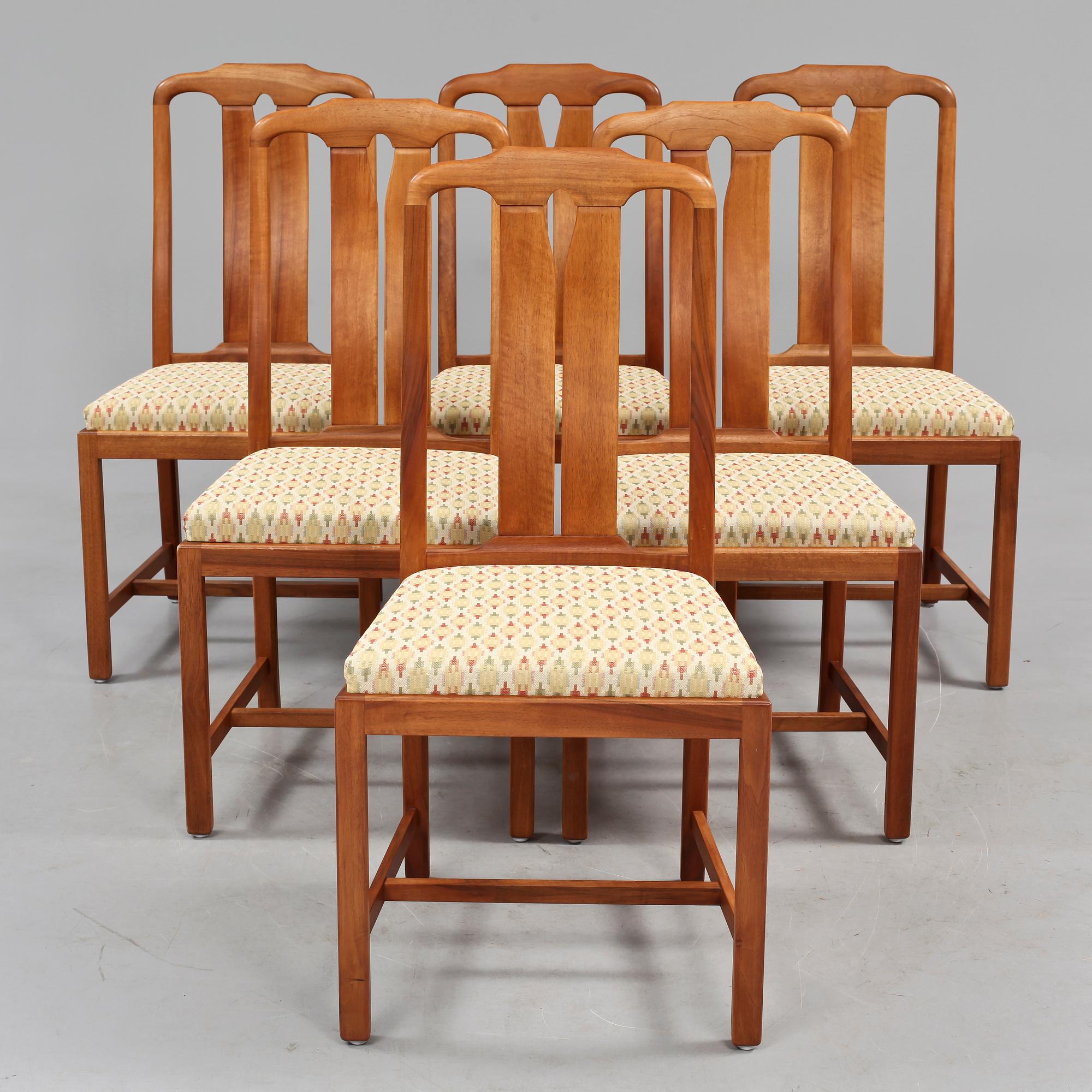 STOLAR, 6 st samt KARMSTOLAR, 2 st, "Ambassadör", Carl Malmsten och BORD, omärkt, 1900-tal.