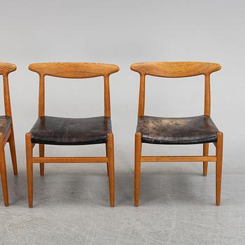Hans J Wegner, stolar, 4 st, modell W2, CM Madsens fabriker, Haarby, Danmark.