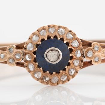 A BRACELET set with blue paste and rose-cut diamonds.