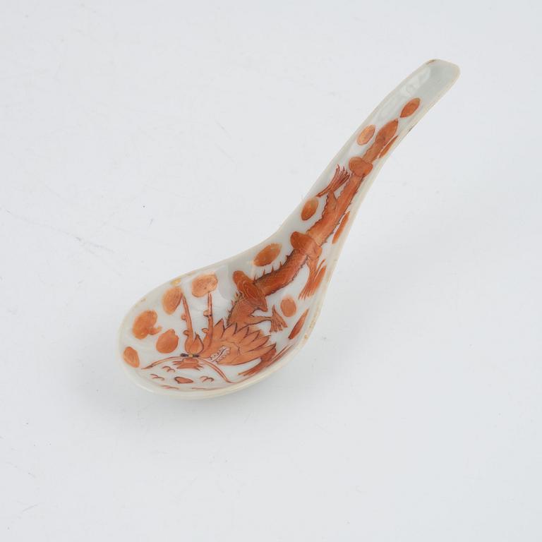 A Yixing ware wall vase and a spoon, Qing dynasty, 19th Century.
