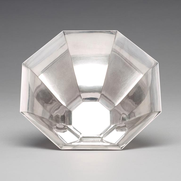 Wiwen Nilsson, an octagonal bell shaped sterling bowl, Lund Sweden 1945.