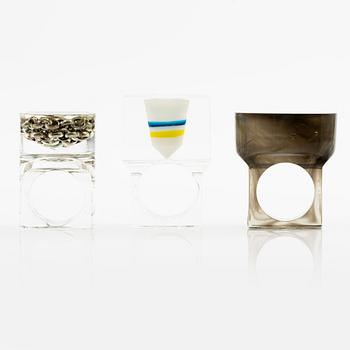 Siv Lagerström, three acrylic rings, 1970s.