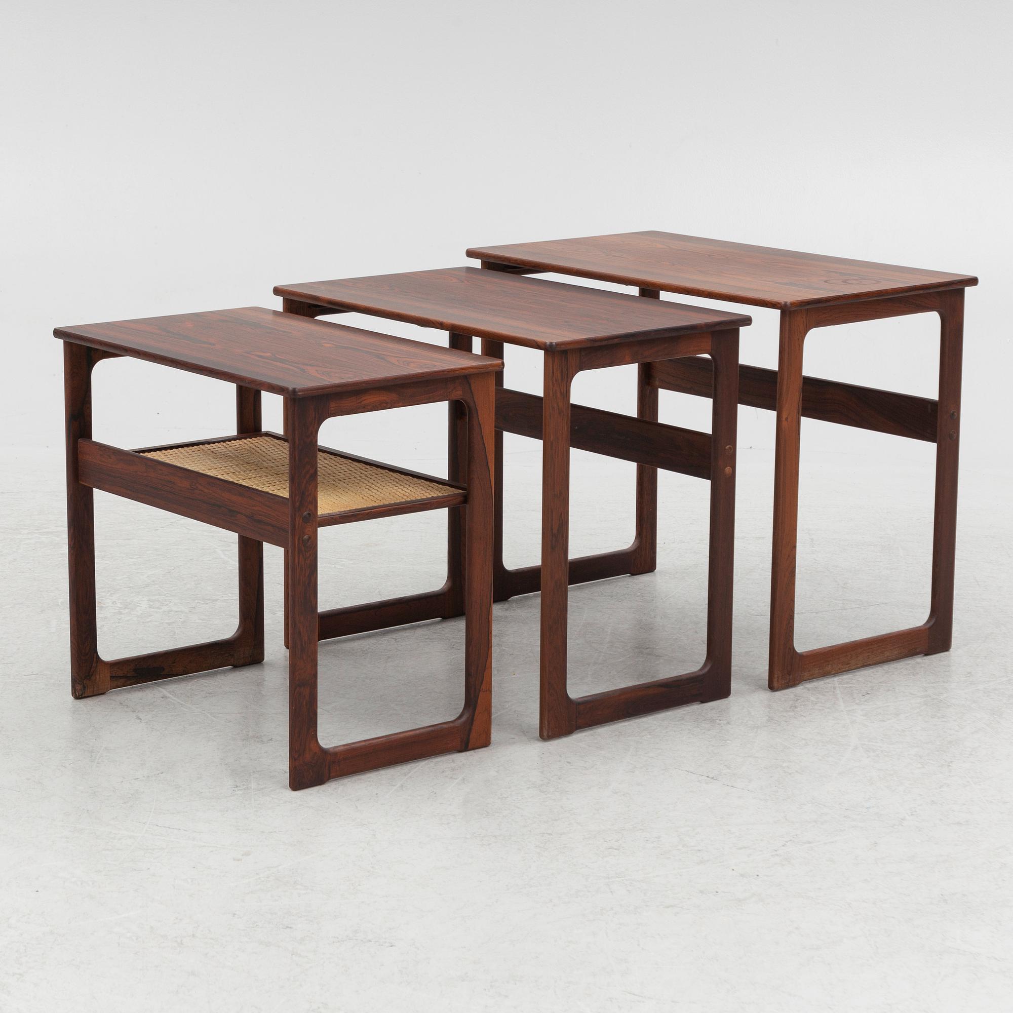 Johannes Andersen, nesting table, 3 pieces, CFC, Silkeborg, Denmark, 1950s/60s.